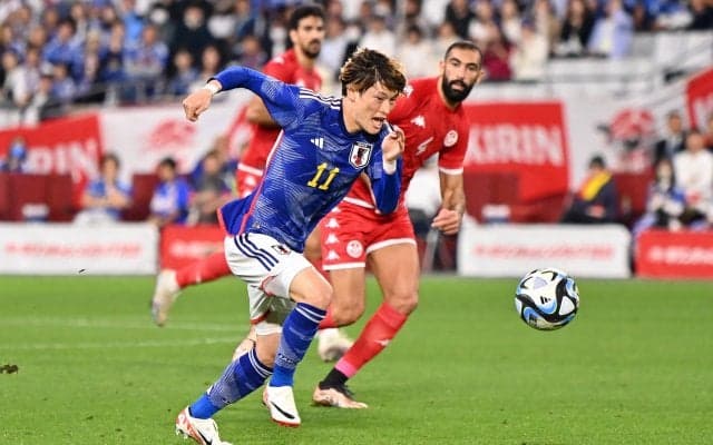 古橋亨梧が代表戦4試合ぶりのゴール！CL初得点の勢いそのままに日本代表通算5得点目