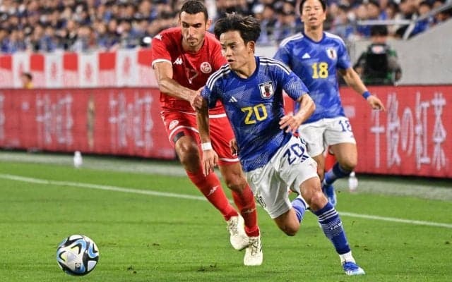 「このアングル最高」久保建英の突破から伊東純也！日本代表が臨場感たっぷりなゴールシーンのピッチレベル映像を公開「久保くん、ほんと良く見えてる」
