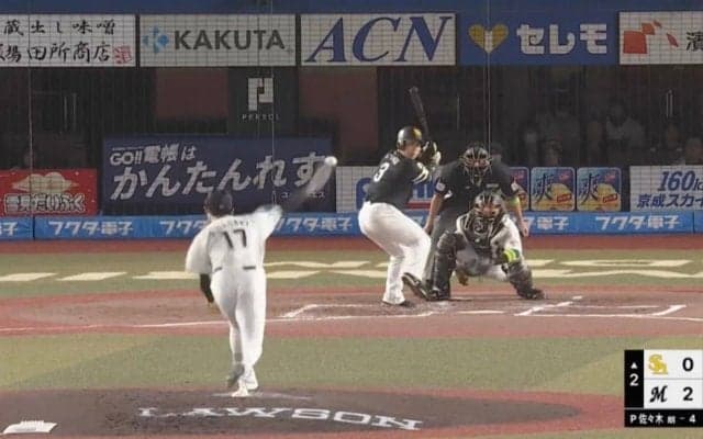 「火の玉かよ！」「160キロ以上に速く見える」 ロッテ・佐々木朗希が “二冠王”ソフトバンク近藤健介から三振を奪った燃えるような“ド真ん中ストレート”がエグすぎる