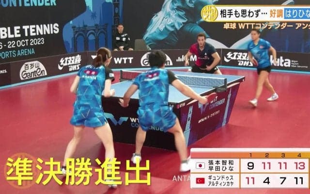 【卓球】好調・早田ひなの強烈カウンター炸裂！はりひながトルコペアに快勝！