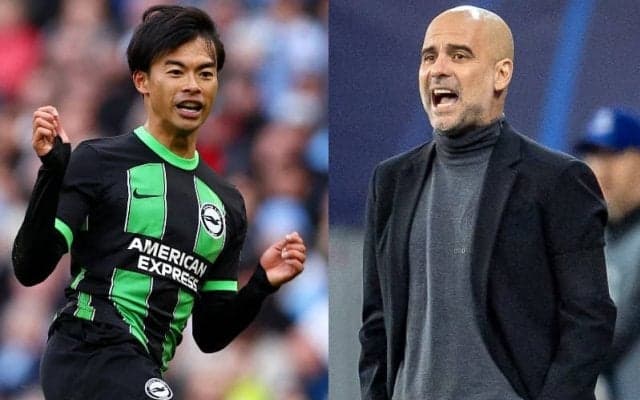 「三笘薫は並外れた選手」世界最高の名将ペップが日本代表ウイングを大絶賛！「ボールを持つと奪うのはほとんど不可能」と同僚FWと並んで苦戦認める