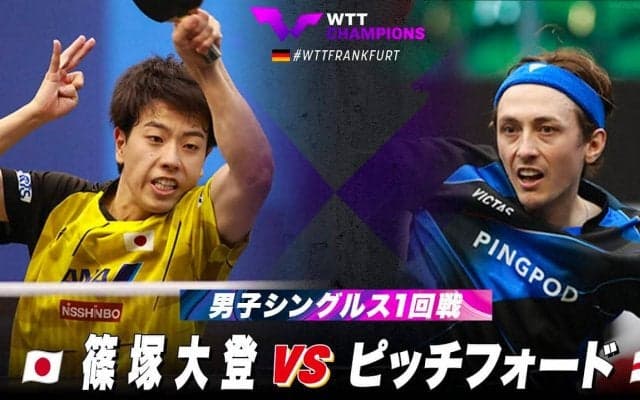 【男子シングルス1回戦】篠塚大登 vs ピッチフォード｜WTTチャンピオンズフランクフルト2023