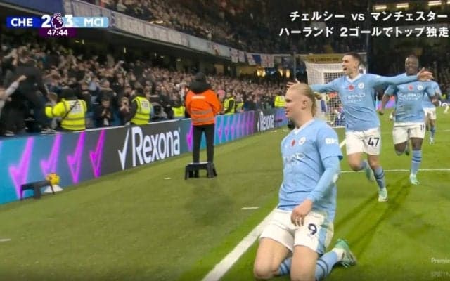 話題沸騰！世界一上手いゴールパフォーマンス！？ 怪物・ハーランドが衝撃ゴール後に“圧巻セレブレーション”を炸裂した瞬間　滑りすぎる“膝スライディング”にサポーター大歓喜