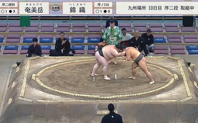 3分…4分…！時計係の審判親方、土俵下からじわっと出すフィンガーサインが粋「かっけーな」