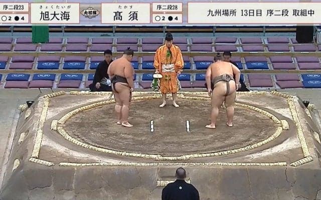 あ、こっちにも「すみません」 若手力士が息ピタリ、立ち合い“不成立”後の初々しさにほっこり