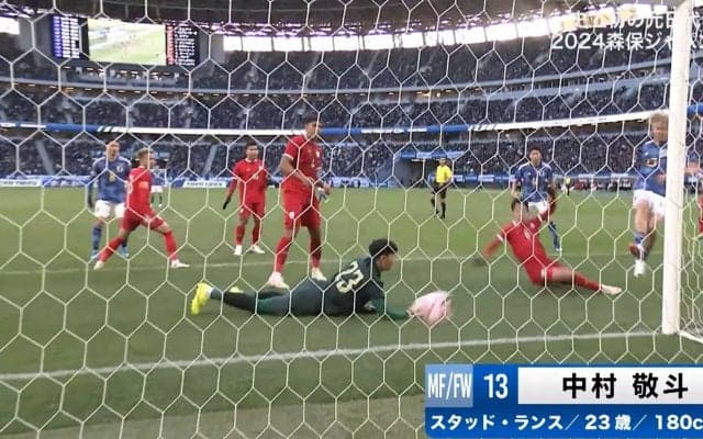 「この決定力よ」三笘薫不在の左で見せつけた圧倒的存在感！代表5試合5得点の中村敬斗は「ラッキーだった」と謙遜するもファン拍手喝采「ほんと点取る！」