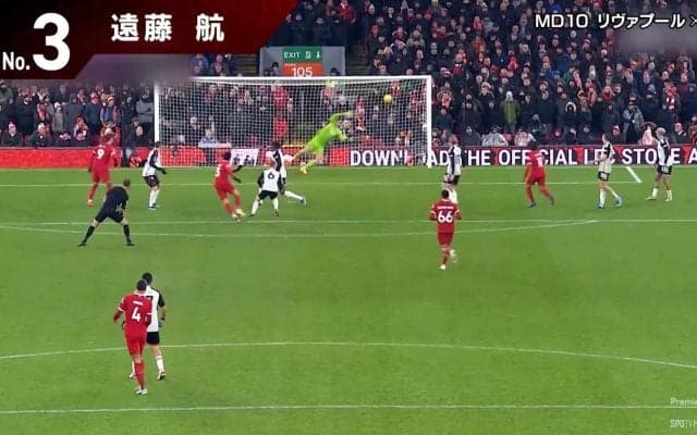 「フィニッシュ技術がヤバい」現地ファンも唸った遠藤航のリヴァプール移籍後初ゴールが再脚光！デュエル王のゴラッソにアンフィールドが歓喜した瞬間【プレミアリーグ前半戦BESTゴール】