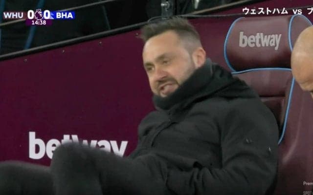 カメラに映ってしまったヤバすぎる瞬間「どうした？」「何があった…」 ブライトンのデ・ゼルビ監督がブチギレまくる衝撃シーン　解説も困惑、サポーターもドン引き