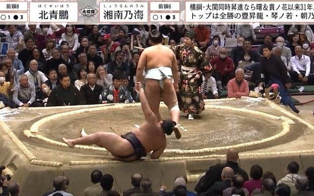 193センチ、183キロの巨漢力士をたった“腕一本”で… 土俵際の衝撃的な逆転シーン「規格外キタ」「そこから勝つんかいw」