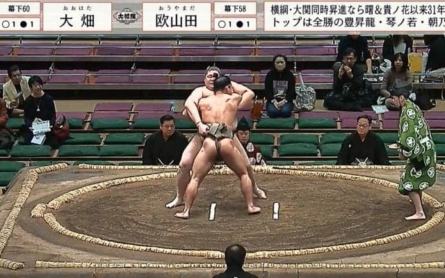 筋骨隆々で背筋も“バキバキ” 幕下ソップ型力士、164キロ巨漢力士に強烈な掛け投げ 宙を舞う巨体に館内どよめき