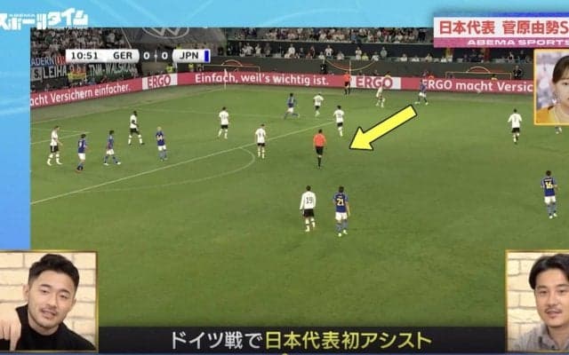 鎌田大地が“邪魔”だった！？ サッカー日本代表のヤンチャ男・菅原由勢がぶっちゃけ発言！ 強引なドリブル突破でドイツ代表DFをブチ抜いた瞬間