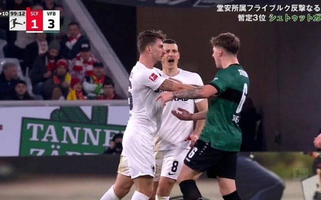 「ふざけんな」「うるせえ」遠藤航の後釜がブチギレ！軸足払いの危険タックル→突き飛ばし合い→両軍が入り乱れて乱闘寸前の一部始終