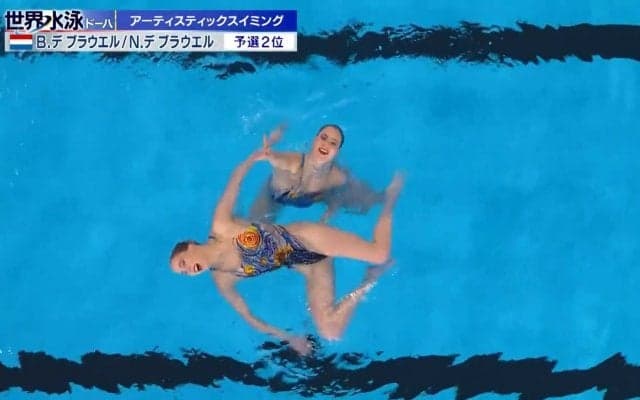ゴッホも惚れる？世界水泳AS、オランダ美人双子ペアが水面に描く華麗な舞い