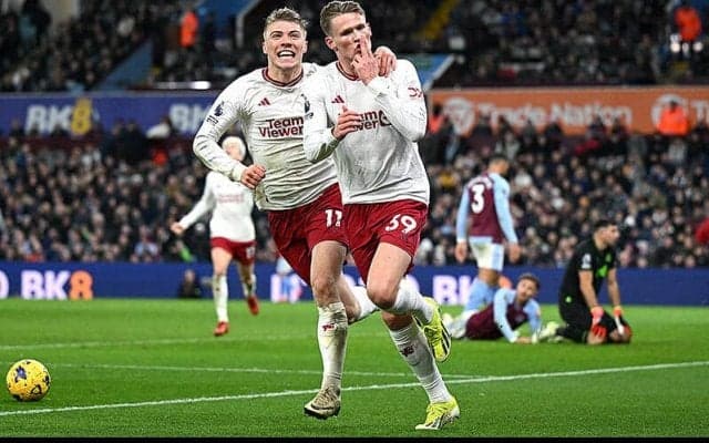 難所攻略ユナイテッドがアストン・ビラにシーズンダブル！　ホイルンド5戦連発にマクトミネイが値千金の決勝弾【プレミアリーグ】