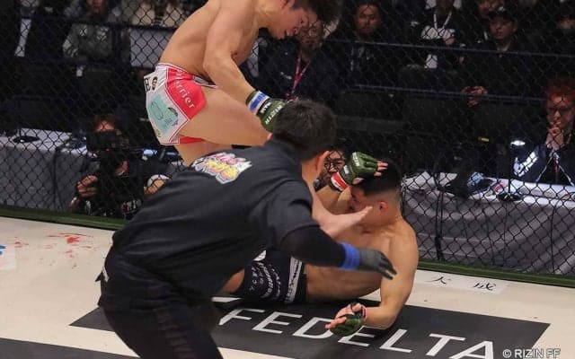 【RIZIN】「テクニカルKO勝利！」怪物くんが“元DEEP王者”喰いで連勝飾る　Xでもトレンド入り