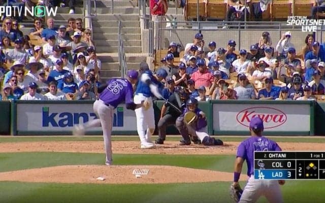 「スゴい音したな！」「ホームラン60本狙えるだろ」大谷翔平が打球速度188km、フェンス直撃の弾丸“ホームラン未遂弾”を炸裂した瞬間　凶暴すぎる打撃音にスタジアム騒然