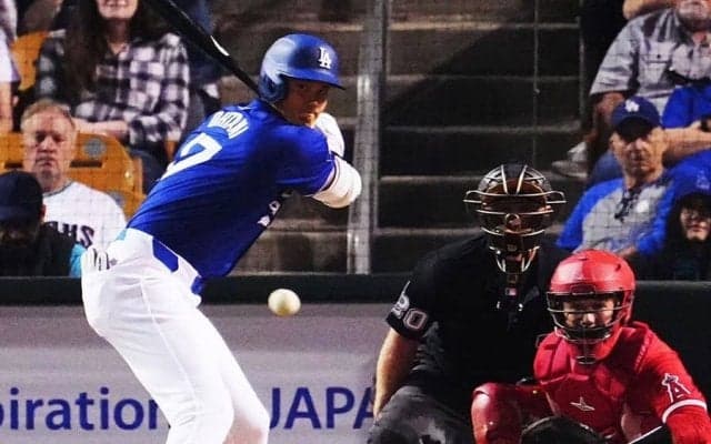 大谷翔平に珍事…“違反”で1ストライクからスタート　古巣エ軍と対戦、OP戦初の無安打
