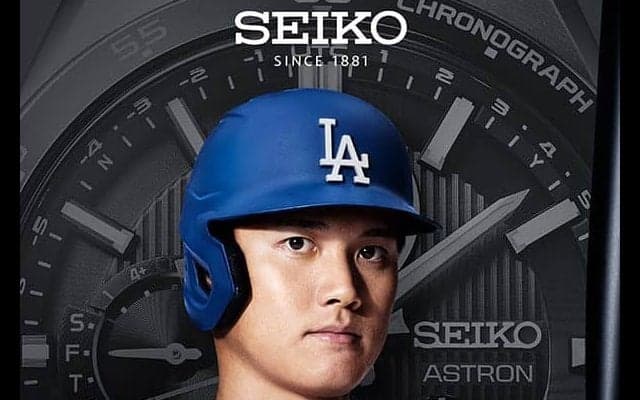 SEIKO、大谷翔平の“ドジャースユニ広告”を初公開　バット持ち凛々しい表情