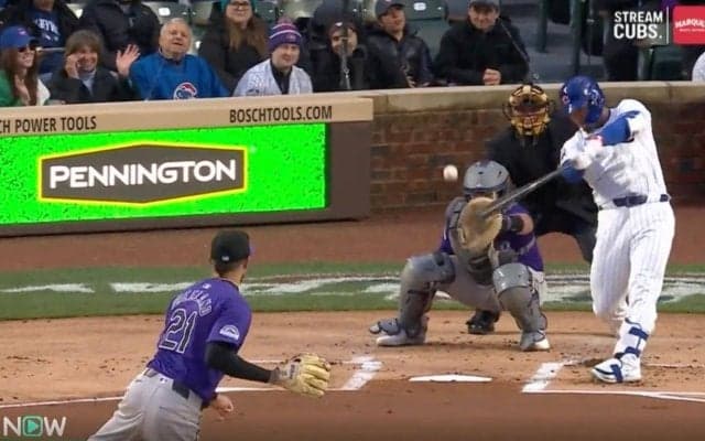 「トラウトっぽい」「ゴリラよりキングコング」巨大化したカブス・鈴木誠也が第1号アーチ “怪力”でボールを叩き潰した瞬間　超低空“高速弾丸ライナー”にファン騒然　