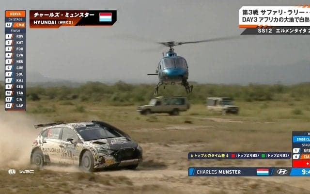 世界最速ラリーで空撮ヘリが「低空すぎ」大反響 「このカメラ凄いな」臨場感にファン驚愕