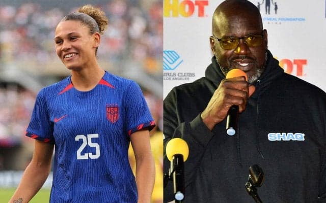 ゴールを守る迫力桁違い！元NBA選手オニール氏がなでしこ戦控えるアメリカ女子、ロッドマンの娘とPK対決！結果は…
