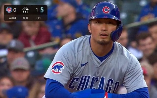 鈴木誠也、爆速シングルヒットの瞬間「さすが！」打球速度165キロの強烈流し打ちで2試合ぶり安打→今季15安打でチームトップの成績