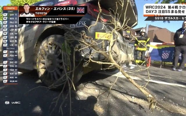 直前に何があった？世界最速ラリー車の左リアに突如“異変” 「幸運なエスケープだった」衝撃アクシデントがSNSで話題に