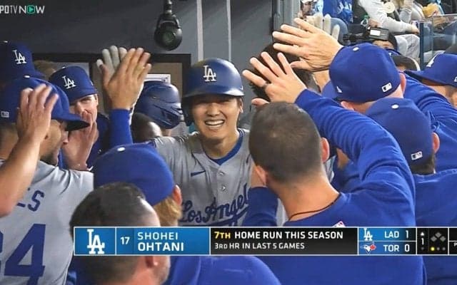 大谷翔平、今季7号で日本出身のド軍最多本塁打記録に並ぶ 4打数1安打1四球の活躍で12得点圧勝のチーム5連勝に貢献
