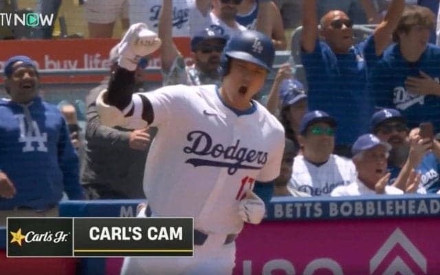 どうだ、見たか！？ 大谷翔平、テンションが高すぎる！ 特大アーチ着弾後に見せたリアクションにファン騒然 「叫びたくもなるわ」「カッコ良すぎるだろｗ」