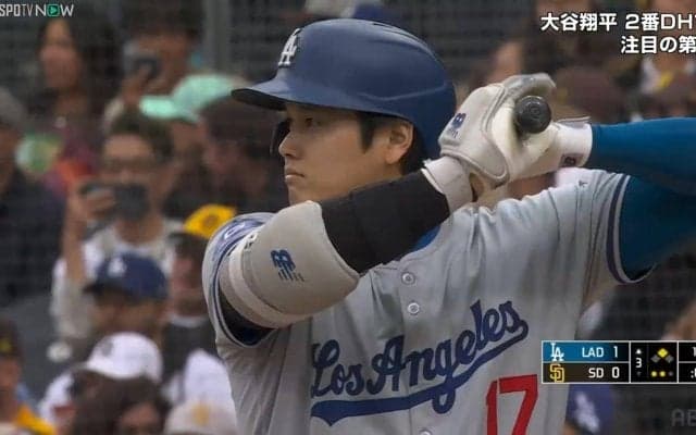 大谷翔平、魔球ナックルに手こずり3打数無安打 背中の張りで9回に交代 明日ダル対決も欠場の可能性