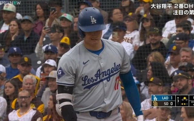 大谷翔平の口が“への字”に曲がっちゃった瞬間！視聴者爆笑の“歌舞伎顔”出現 理由は魔球と際どい判定 ファンも話題に「ええ顔すんなｗ」「顔わろた」