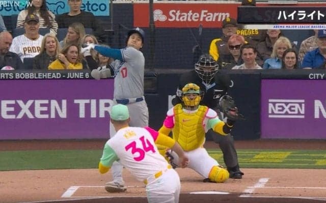 放送事故レベル！ 大谷翔平、中継カメラがとらえたヤバすぎる瞬間　明らかにおかしい… 人間離れした“ド迫力のフルスイング”にファン騒然 「風圧すごそう」「当たったら確実に着弾」