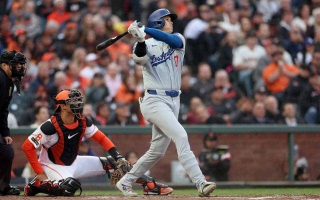 【MLB】大谷翔平、6試合ぶり“182キロ”先制12号　リーグトップに並ぶ「オラクルパーク初アーチ」