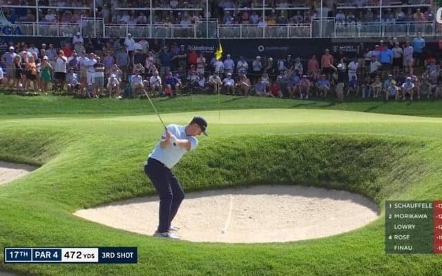 【動画】ローズ「64」で急浮上　見事なバンカーショットで観客沸かす