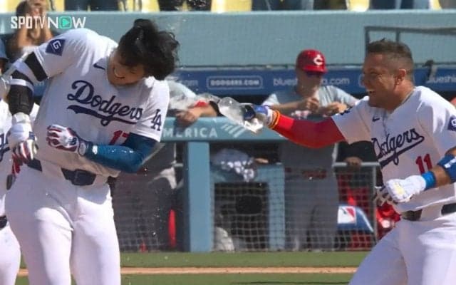 これは永久保存版！大谷翔平サヨナラ打→観客総立ち→ずぶ濡れ笑顔が完全に“映像作品”「ずっと見てられる」「心震える」