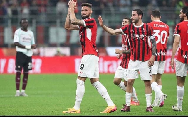 退団ジルーがゴールも最下位サレルニターナに終盤の2失点でミランはドロー【セリエA】