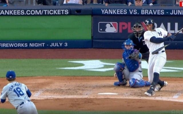 全米震撼！山本由伸、バットを粉砕した“魔球”がエグすぎる　ヤ軍主砲の手元に食い込んで破壊した瞬間「化け物かよ」「人間業じゃない」