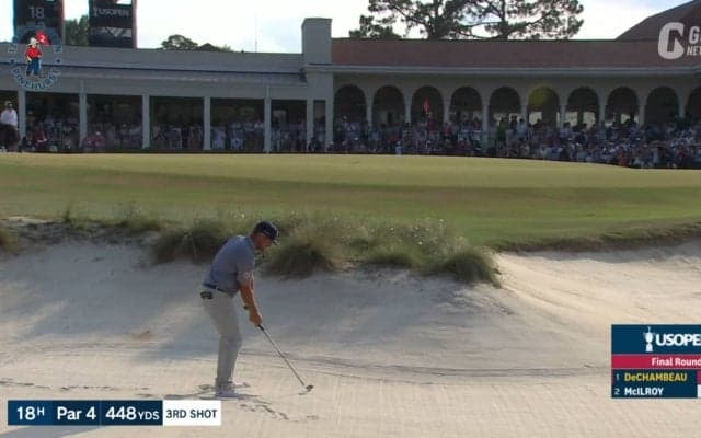 【動画】ブライソン・デシャンボー、2度目の全米オープン制覇　最終18番で「人生最高のバンカーショット」