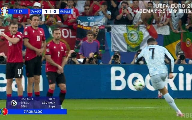 「ブレまくった！」C・ロナウド、時速130キロの無回転FKをぶっ放した瞬間 39歳とは思えない弾丸ショットにファン大熱狂「はっや」「やっぱえぐいのよ」