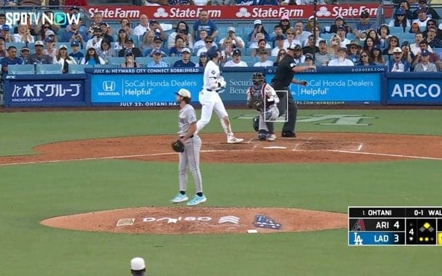 オオタニさん…ネット裏の“ノリノリ”男性が超がっかり 逆転弾の期待が外れテンションが急降下する瞬間