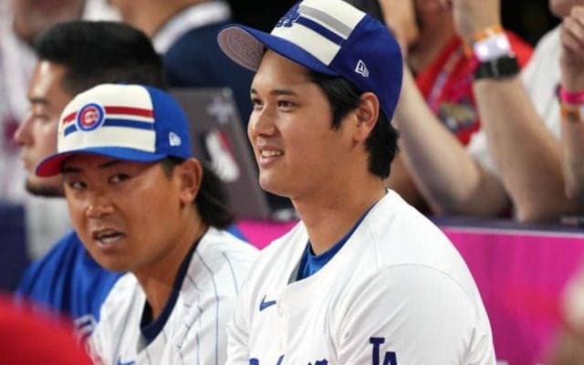 大谷翔平よりデカい？　「選手かと思うじゃん」…見守るムキムキ通訳が「すごいガタイ」