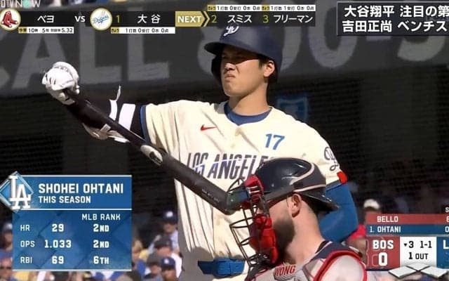 大谷翔平、第1打席は一塁ゴロ、第2打席は三塁ファールフライ 3試合ぶり一発で4年連続30号なるか