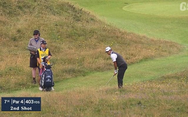 【動画】松山英樹は7番で唯一のバーディ　茂みからの2打目をピン奥3メートルにつける