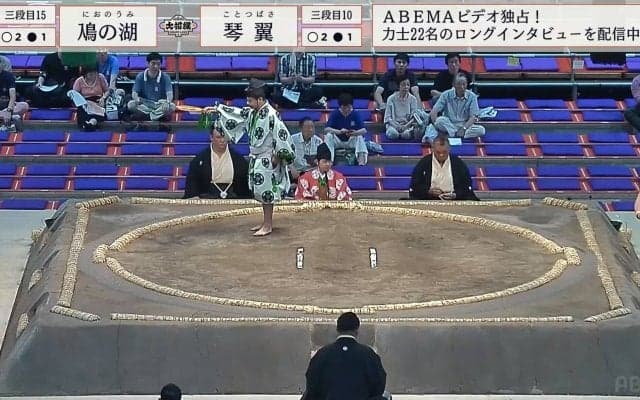 落下してくる力士を“優しく”抱き止め……土俵下で見つめ合う姿にほっこり「美しい光景」「なんかドラマでも始まりそうな」