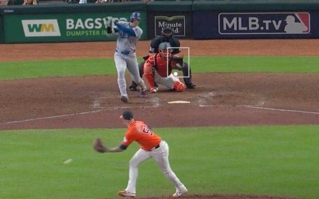 一体、何が起きた！？ 大谷翔平、182キロ超え爆速“ロケット打球”で異変が起きた…！？ 相手野手のリアクションが話題に「速すぎるだろ」「二遊間が引き裂かれた」