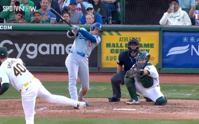 衝撃のスピード！ 大谷翔平、グラブを弾く火の玉ヒット！ 打球速度166キロでセカンド強襲　リーグ1位に迫る今季129安打目