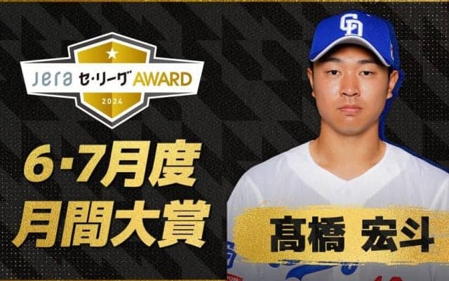 6・７月度の「月間JERAセ・リーグAWARD」は中日・髙橋宏斗！圧巻の5勝＆33イニング連続無失点“無双投球”で文句なしの選出！