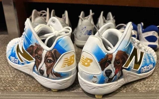 大谷翔平、愛犬デコピン特製スパイクを公開　舌出しデザインも…17日から3試合着用へ