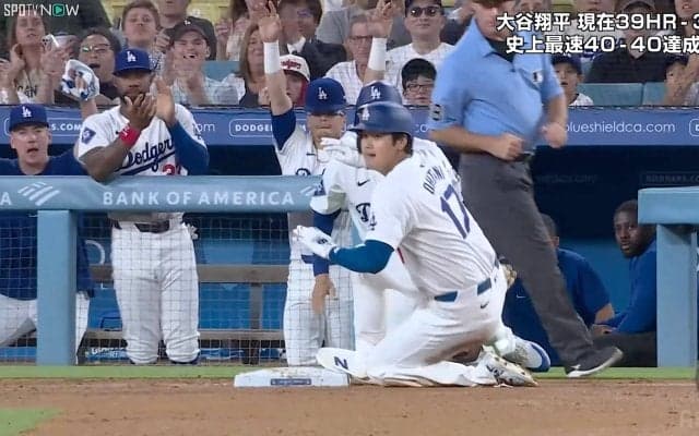 大谷翔平、177キロ“爆速”スリーベースで今季300塁打到達　一瞬で三塁陥れる快速に「あれで行く！」ファン驚愕