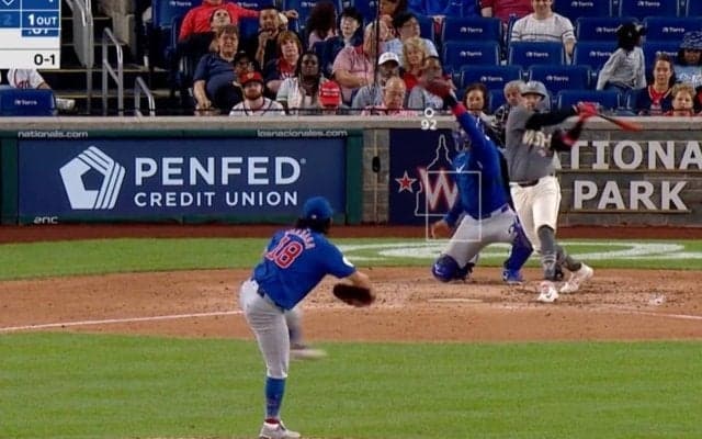 どこ振ってんだよ！ 今永昇太のストレートが「とんでもない」 相手打者が“騙されて”空振り三振で「マジックだな」